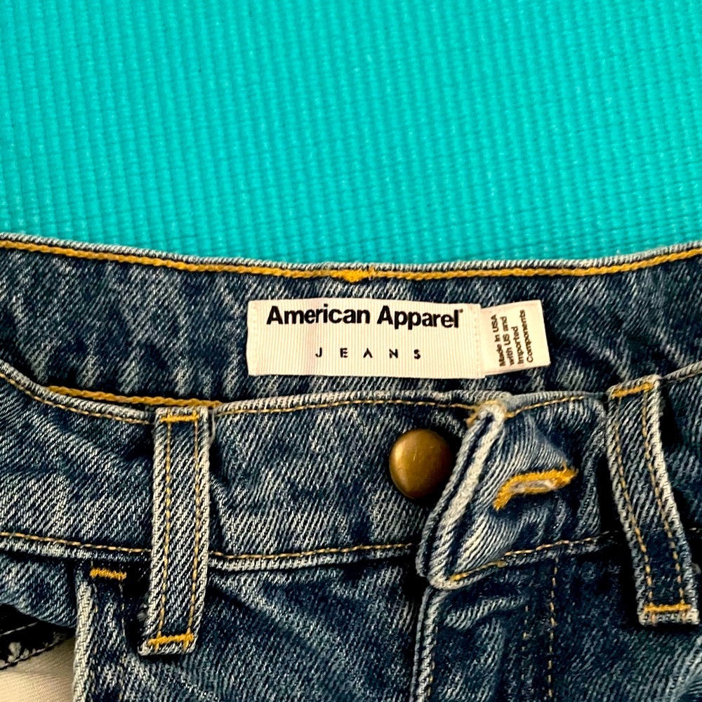 American Apparel High Waisted Denim Cutoff Shorts - Picture 2 of 3